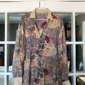 Magnolia Pearl Boyfriend Shirt - Rose Garden
